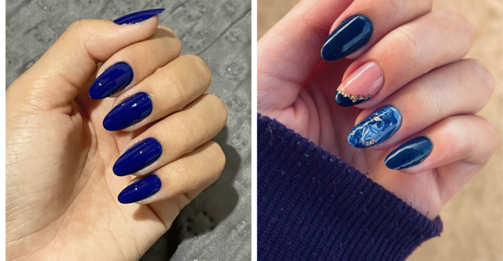 Unhas em gel azul