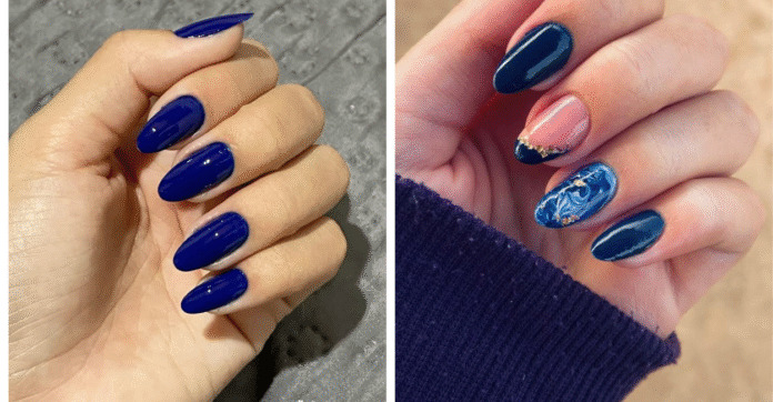 Unhas em gel azul